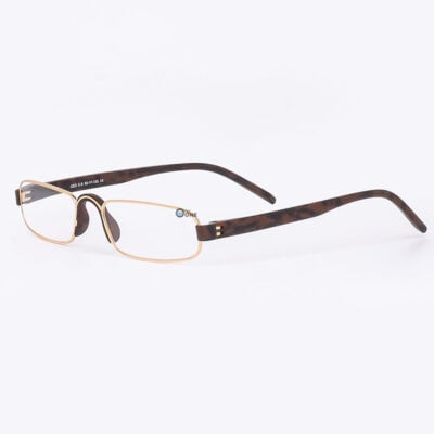 Dr.Harmann's CEO, Stylish Compact Reading Glasses – Gold Front with Brown Temples