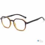Women's Hexagonal Modern Acetate Glasses Shiny Dark Brown