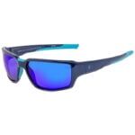 IZ494 Polarized Sports Sunglasses , Shiny Dark Blue Frame with Blue Mirror Lenses