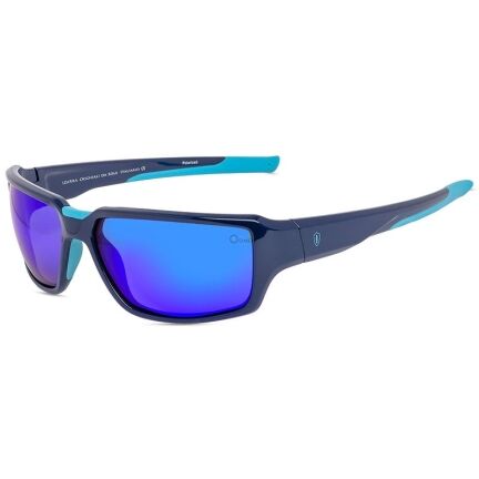 IZ494 Polarized Sports Sunglasses , Shiny Dark Blue Frame with Blue Mirror Lenses