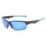 IZ496 Polarized Sports Sunglasses Matte Black Frame, Blue Mirror Lenses