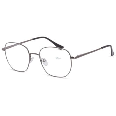 Gunmetal Geometric Square Metal Eyeglasses Unisex