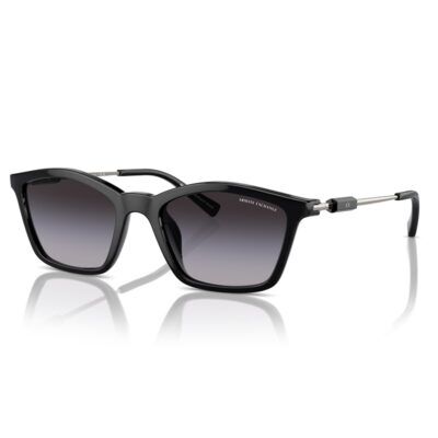 Armani Exchange AX4146SU 81588G Women's Butterfly Sunglasses in Shiny Black with Grey Gradient Lenses​