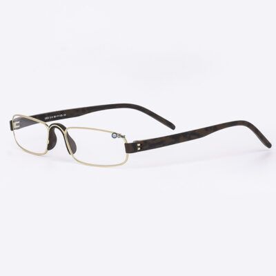 Dr.Harmann's CEO, Stylish Compact Reading Glasses – Gold Front with Brown Temples